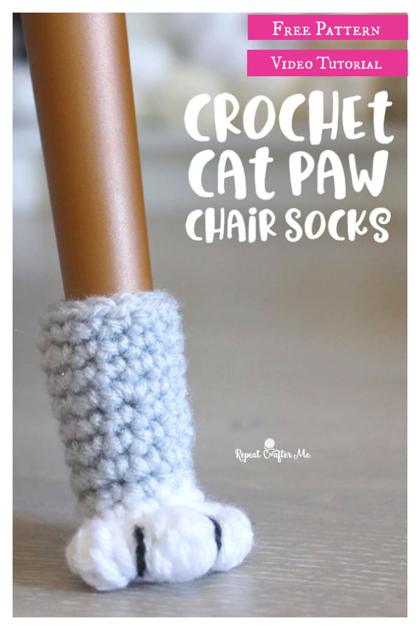 Cat Paw Chair Socks Free Crochet Pattern and Video Tutorial