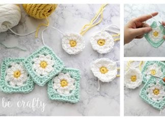 Daisy Granny Square Motif Free Crochet Pattern and Video Tutorial