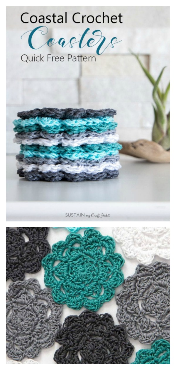 Easy Flower Coasters Free Crochet Pattern for Beginner