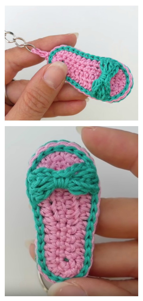 Flip Flops Slippers Sandals Keychain Crochet Video Tutorial