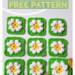 Puff Daisy Granny Square Motif Free Crochet Pattern