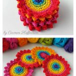 Rainbow Flower Coasters Free Crochet Pattern