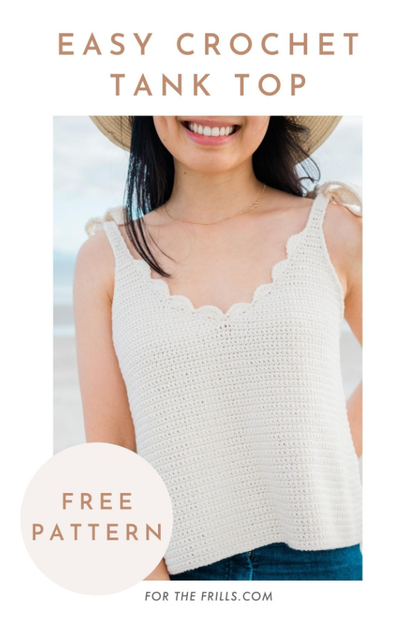 Scallop V-neck Summer Tank Top Free Crochet Pattern
