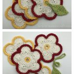 Treble Flower Coaster Set Free Crochet Pattern