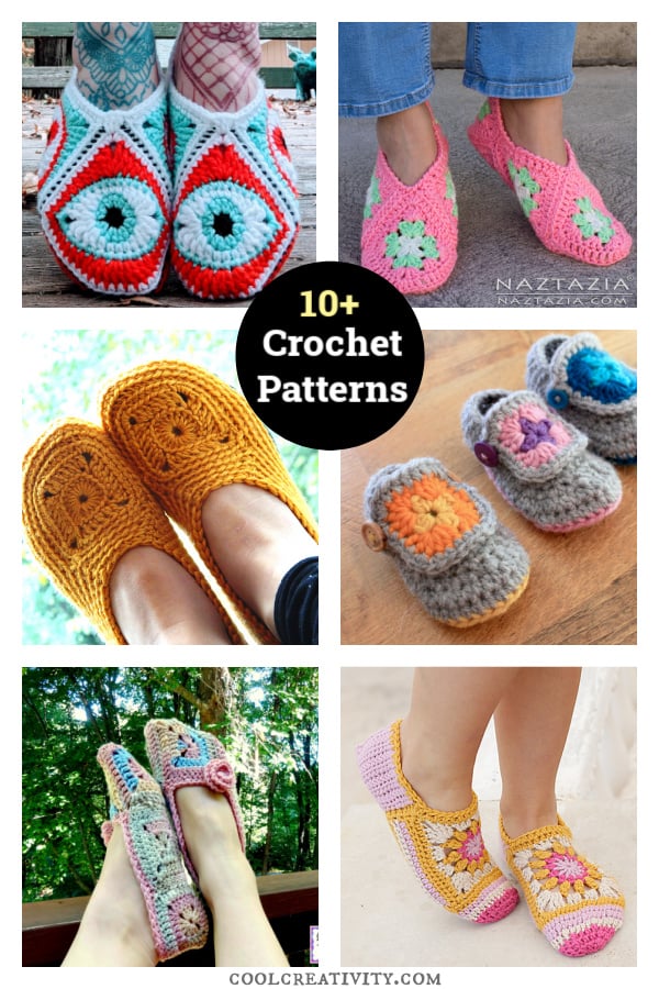 10+ Sweet Granny Square Slippers Crochet Patterns 