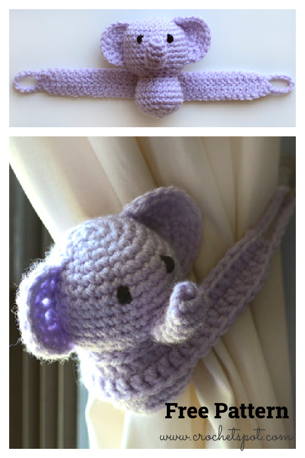 Amigurumi Elephant Curtain Tie Back Free Crochet Pattern 