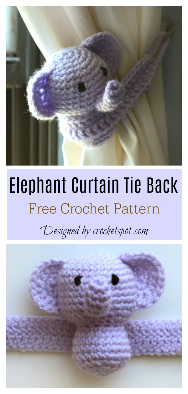 Amigurumi Elephant Curtain Tie Back Free Crochet Pattern