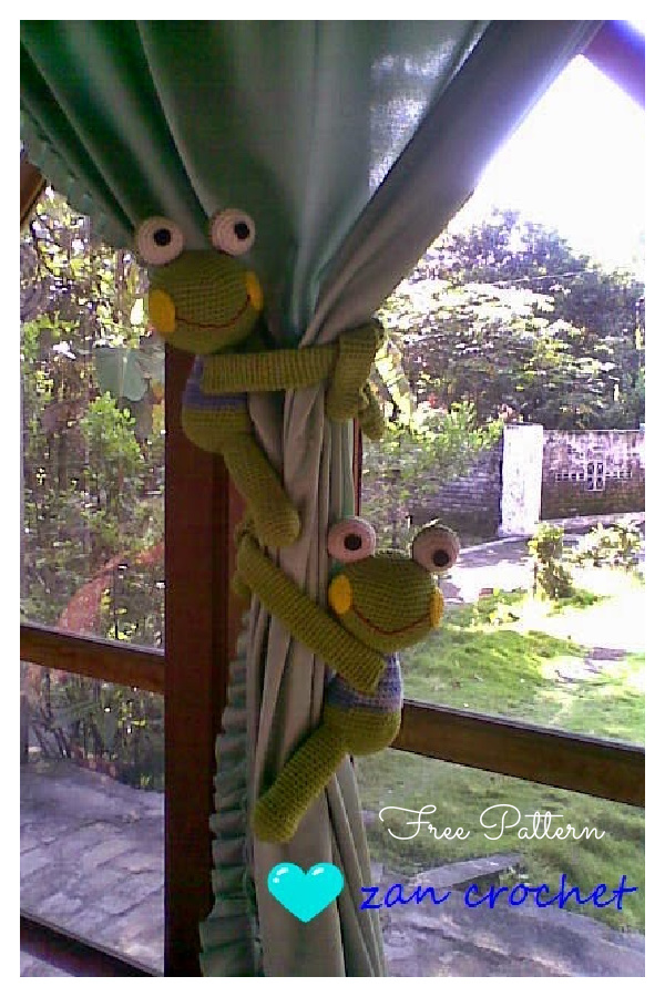 Amigurumi Frog curtain Tie Back Free Crochet Pattern 