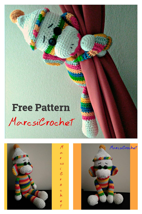 Amigurumi Happy Monkey Curtain Tie Back Free Crochet Pattern 