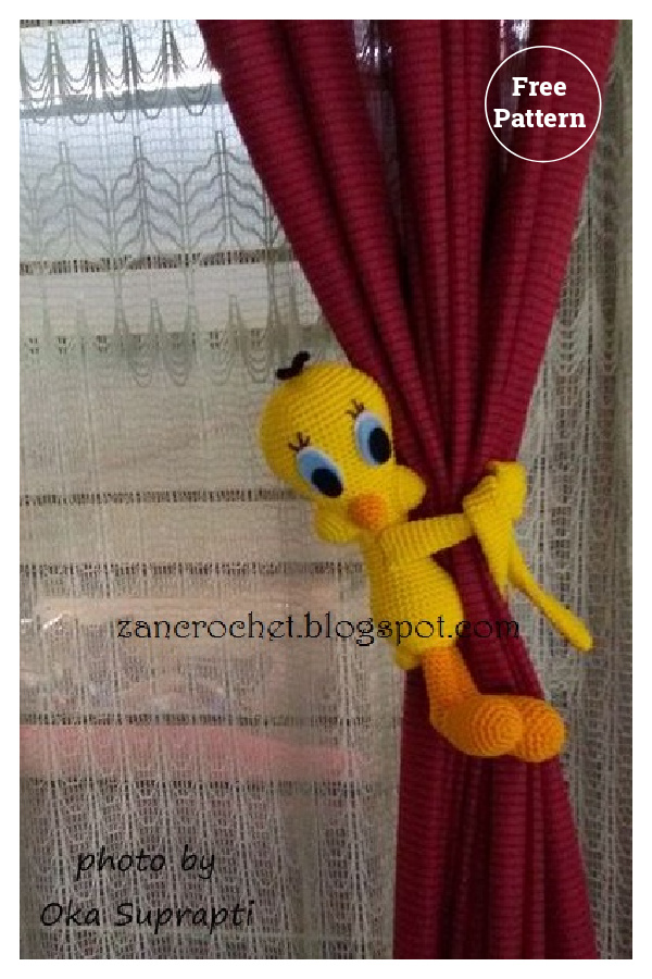 Amigurumi Tweety Bird Curtain Tie Back Free Crochet Pattern 
