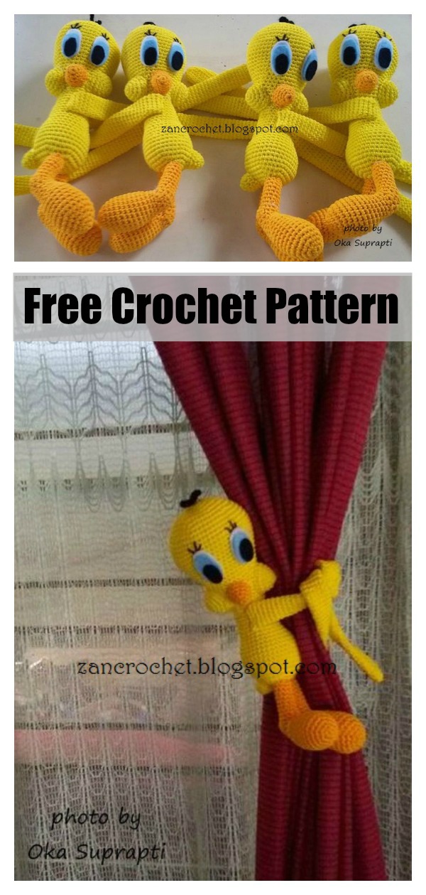 Amigurumi Tweety Bird Curtain Tie Back Free Crochet Pattern