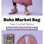 Boho Market Bag Made with 3 Squares Free Crochet Pattern