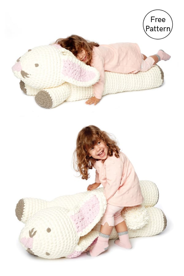 Bunny Floor Pillow Free Crochet Pattern