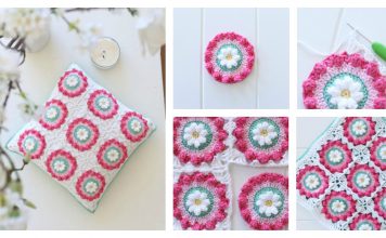 Daisy Wheel Granny Square Cushion Free Crochet Pattern