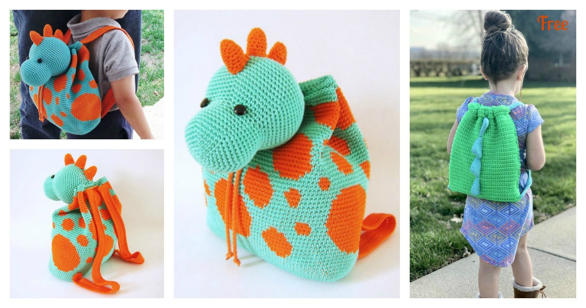 Crochet Dinosaur Backpack, Crochet Backpack Pattern, Crochet Kids Backpack,  Crochet Dino Backpack, Crochet Drawstring Bag, CROCHET PATTERN