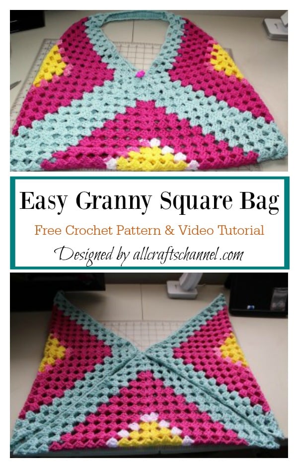 Easy Granny Square Bag Free Crochet Pattern and Video Tutorial