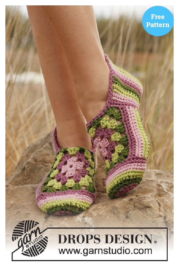 Granny Rose Slippers Free Crochet Pattern