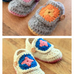 Granny Square Baby Booties Crochet Pattern