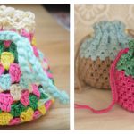 Granny Square Drawstring Bag Free Crochet Pattern