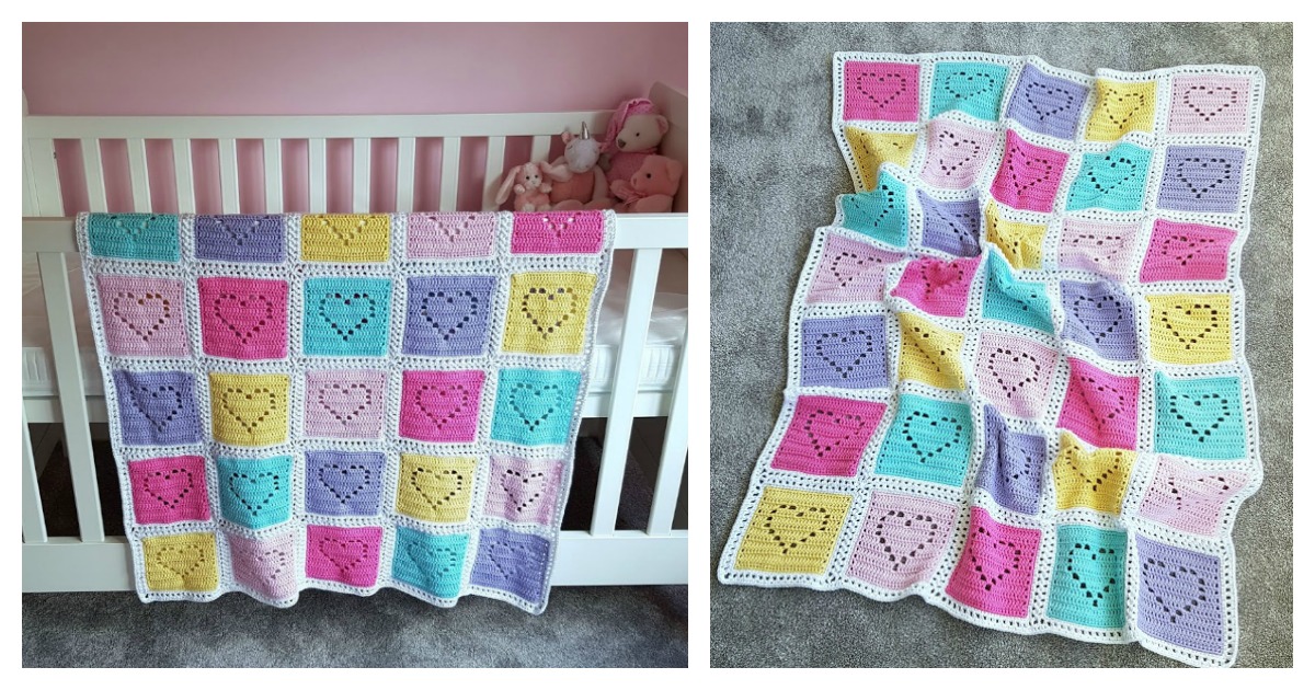 Free heart baby blanket knitting pattern