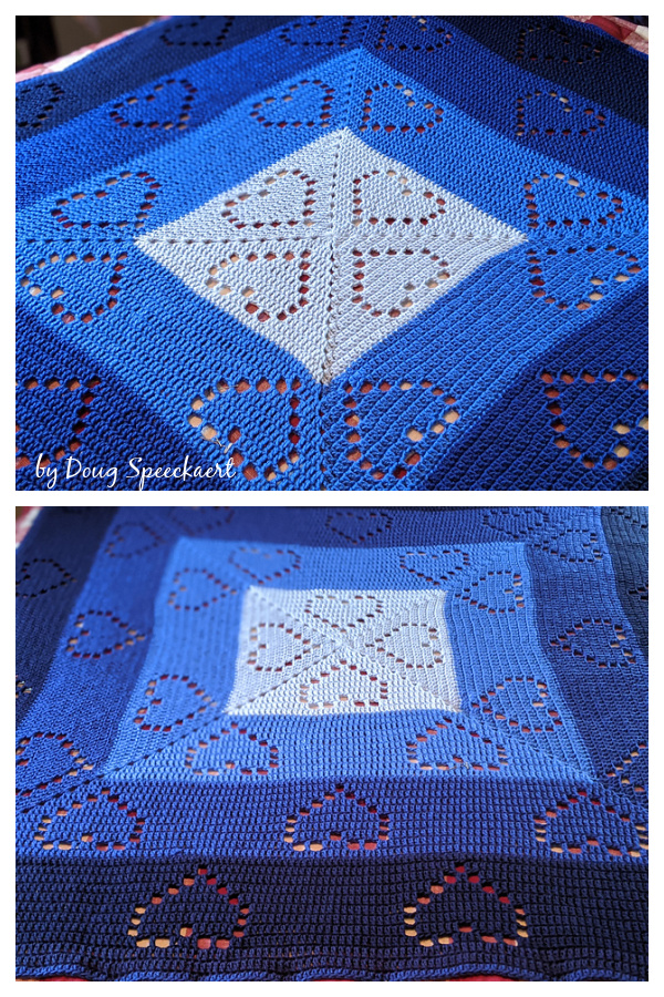 Lawrence's Afghan Lace Heart Blanket Free Crochet Pattern