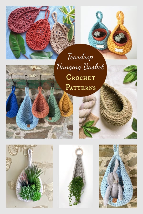 Teardrop Hanging Basket Plant Hanger Crochet Pattern 