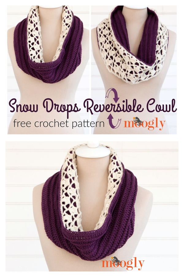 Snow Drops Reversible Cowl Free Crochet Pattern 