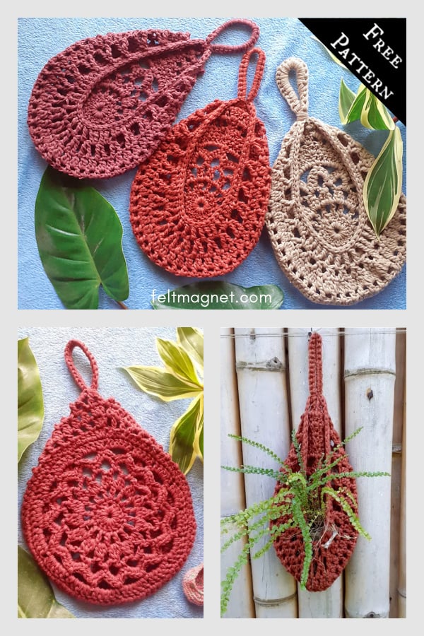 Teardrop Hanging Basket Free Crochet Pattern