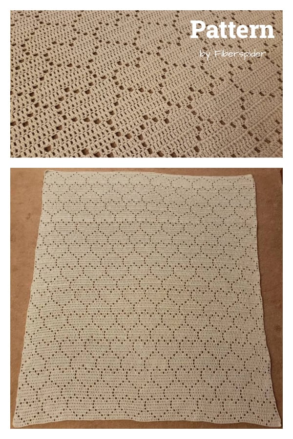Tesselated Hearts Filet Blanket Crochet Pattern