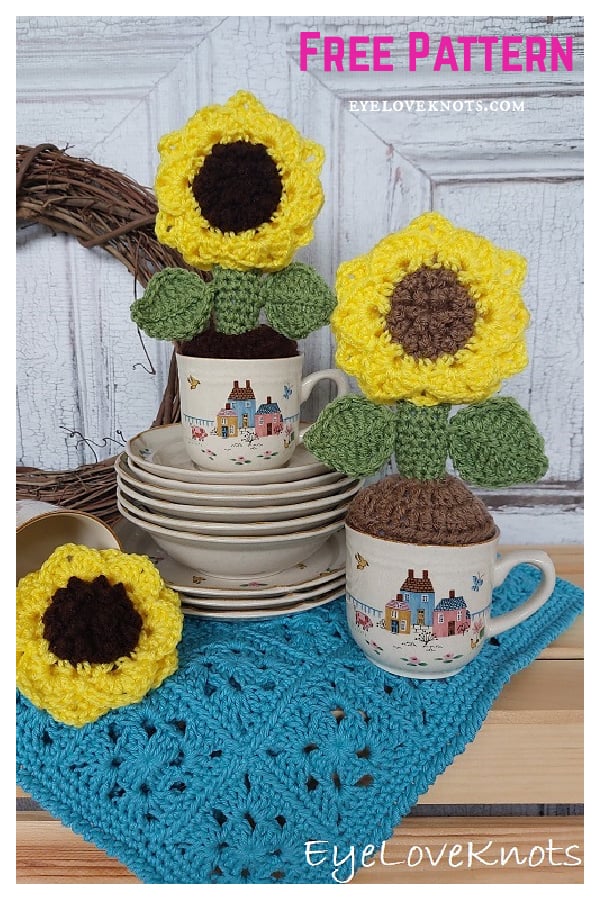 Upcycled Potted Sunflower Free Crochet Pattern 