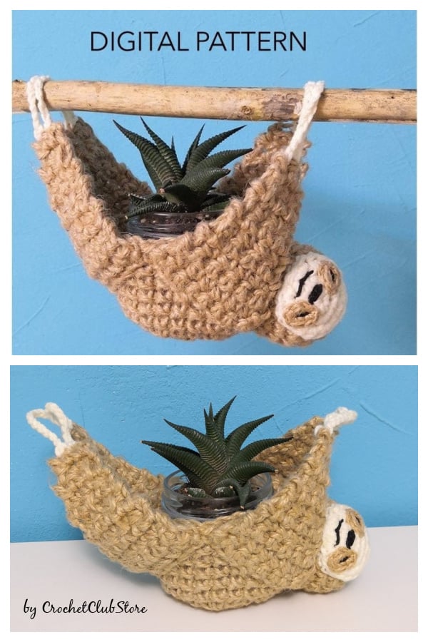 Amigurumi Sloth Air Plant Hanger Crochet Pattern