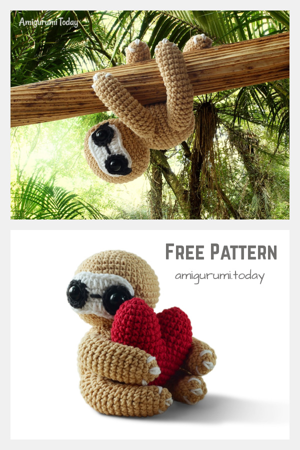 Amigurumi Sloth with Heart Free Crochet Pattern