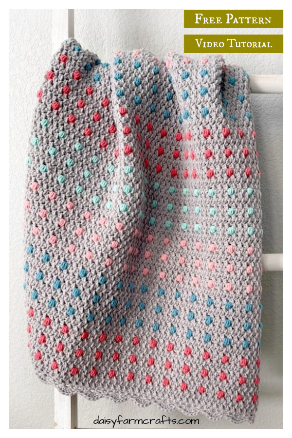 Bundle Up Candy Dots Blanket Free Crochet Pattern and Video Tutorial