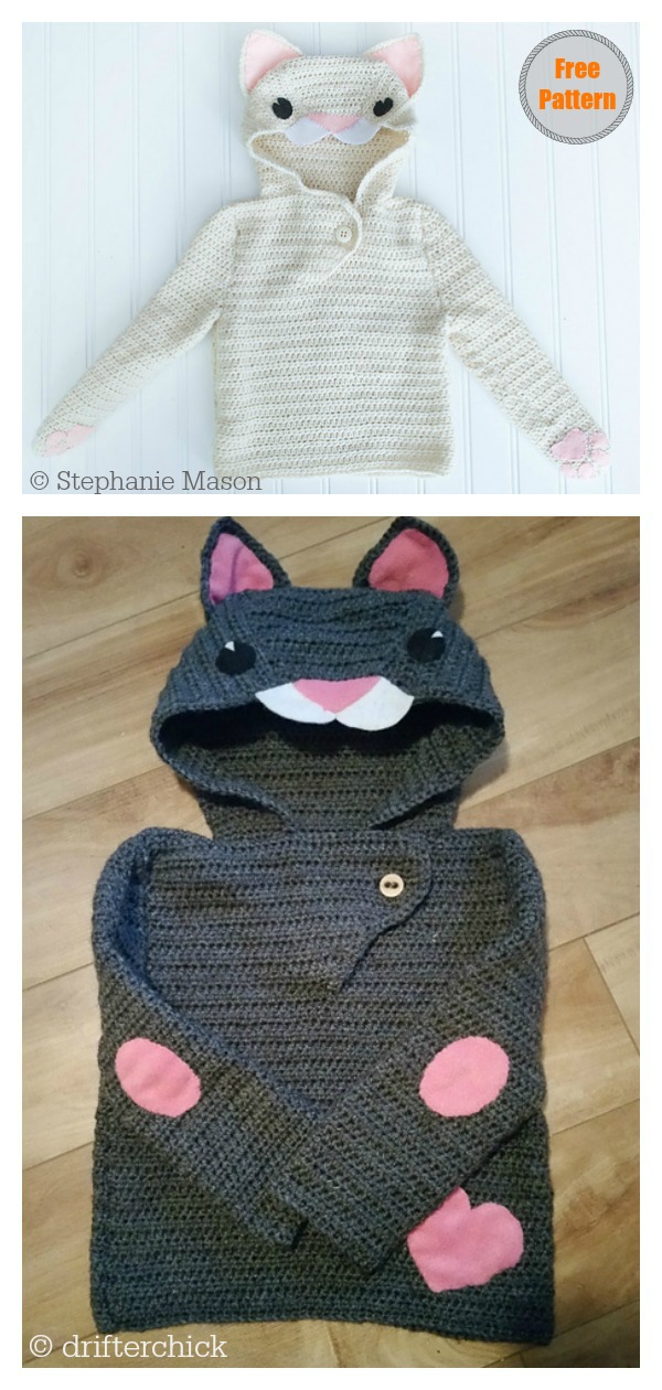 Cat Hooded Pullover Free Crochet Pattern