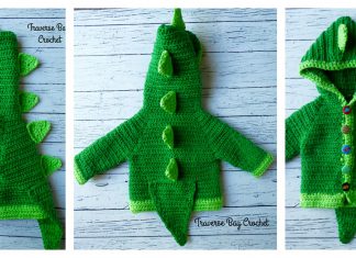 Dinosaur Hooded Sweater with Spikes Free Crochet Pattern