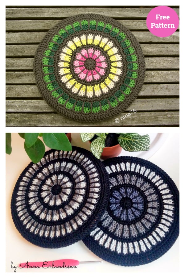 Mandala Hot Pad Trivet Cover Free Crochet Pattern