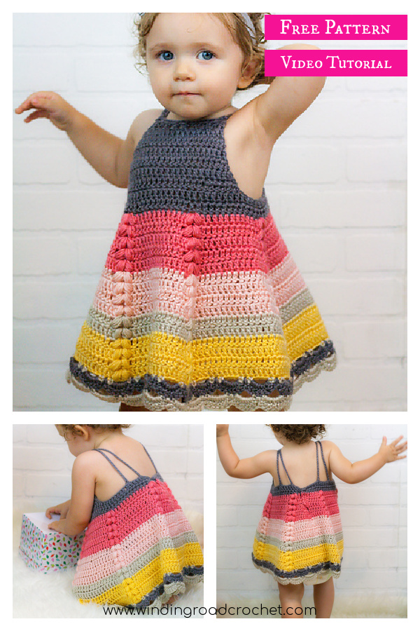 Puff Stitch Baby Dress Free Crochet Pattern and Video Tutorial