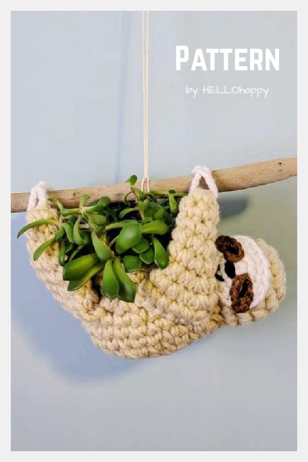 Sloth Hanging Planter Crochet Pattern 