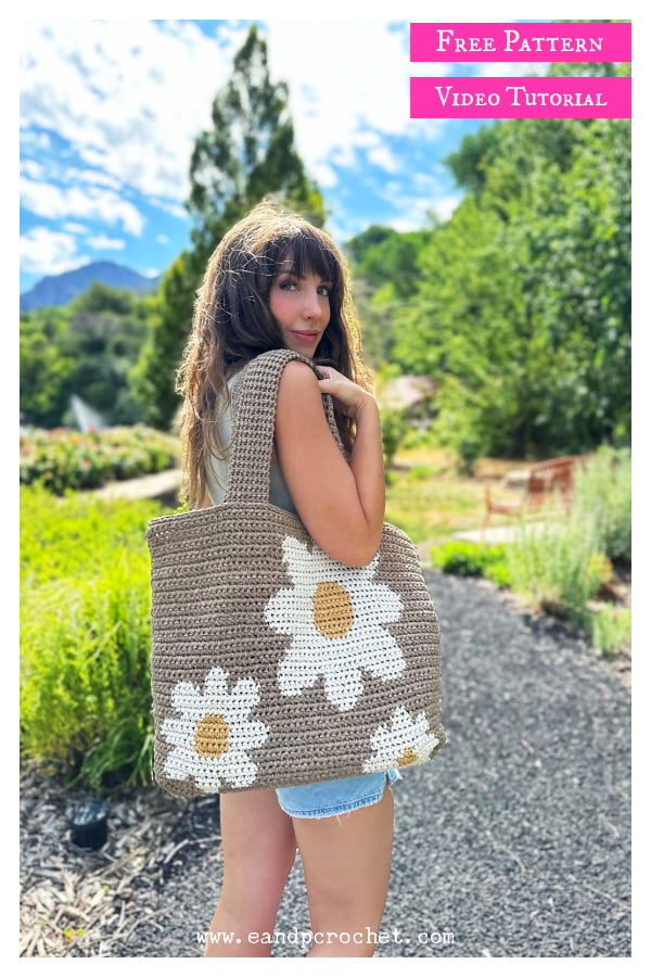 The Daisy Day Tote Free Crochet Pattern and Video Tutorial