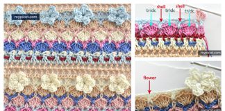 3D Flower and Shell Stitch Free Crochet Pattern