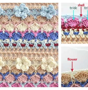 3D Flower and Shell Stitch Free Crochet Pattern