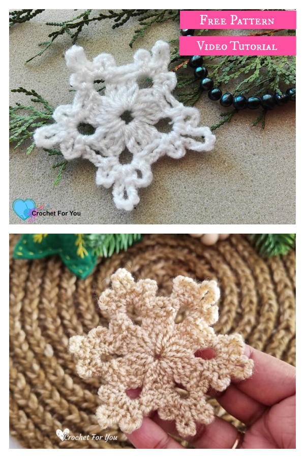 5 Minute Snowflake Free Crochet Pattern and Video Tutorial