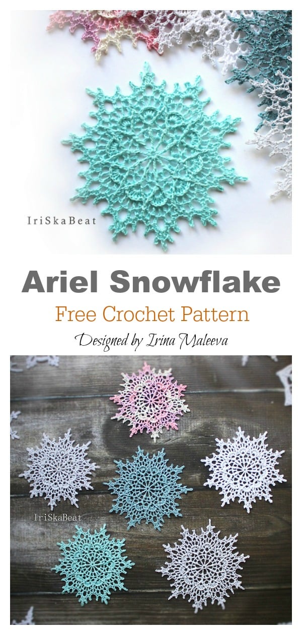 Ariel Snowflake Christmas Ornaments Free Crochet Pattern