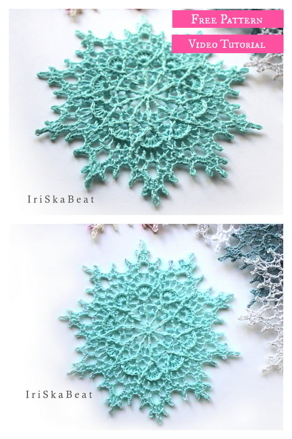 Ariel Snowflake Free Crochet Pattern and Video Tutorial
