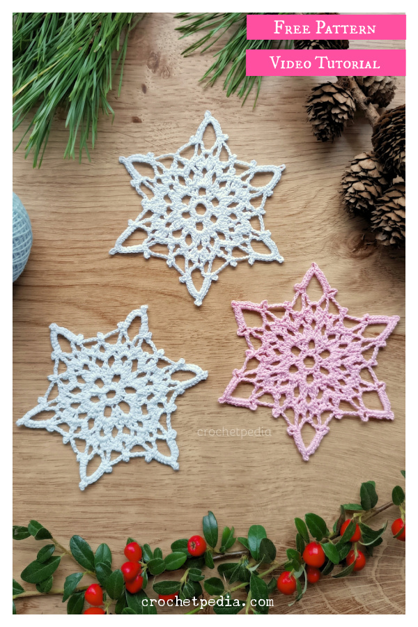 Aurora Snowflake Free Crochet Pattern and Video Tutorial