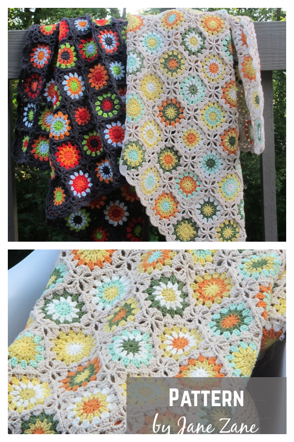 Flower Granny Square Blanket Free Crochet Pattern
