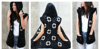 Hooded Granny Square Vest Free Crochet Pattern