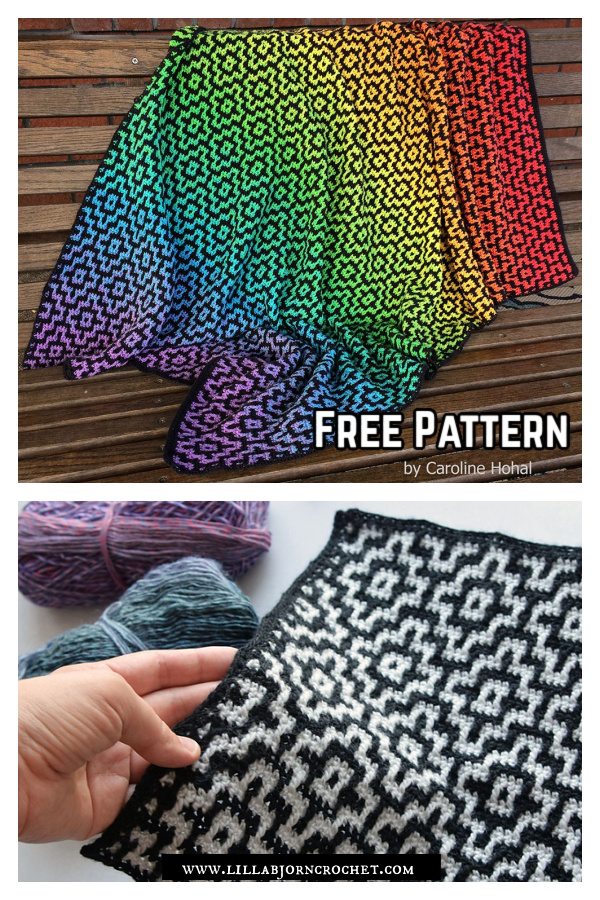 Nya Infinity Mosaic Blanket Free Crochet Pattern