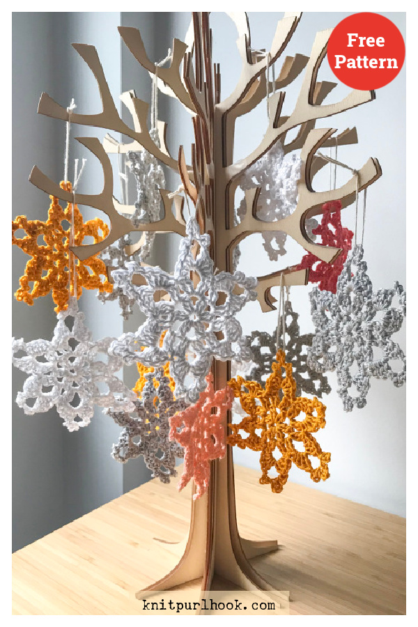 Starflower Snowflake Christmas Ornaments Free Crochet Pattern