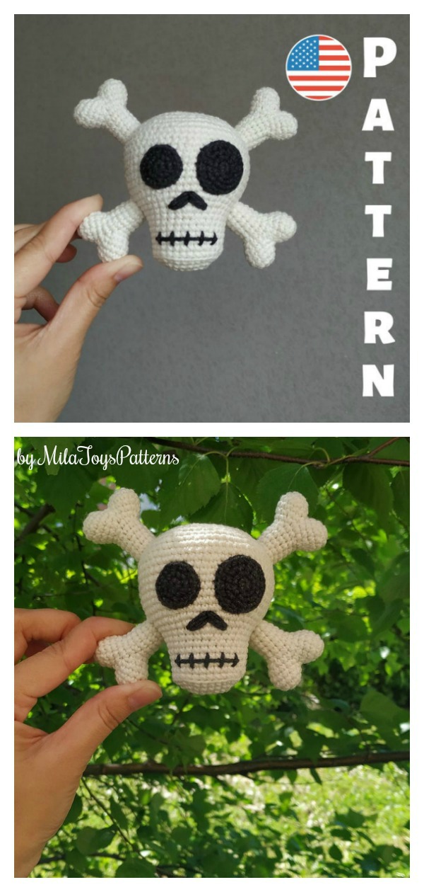 Amigurumi Halloween Skull Ornament Crochet Pattern